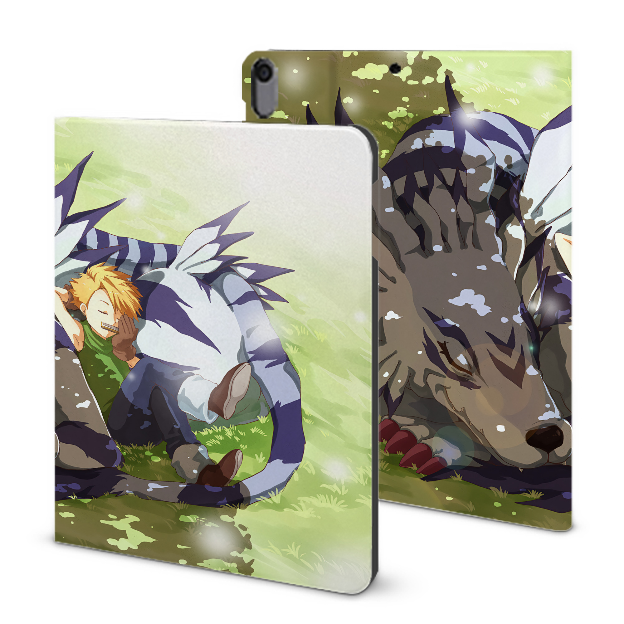 （画像用） Digimon デジタルモンスター/デジモン IPad ケース ブック型 PUレザー TPU 耐衝撃 軽量 薄型 ペン収納なし 全面保護 IPad 各モデル対応